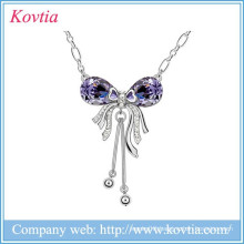 2015 lover series jewelry sliver tassel necklace long chain pendant amethyst butterfly alloy necklace